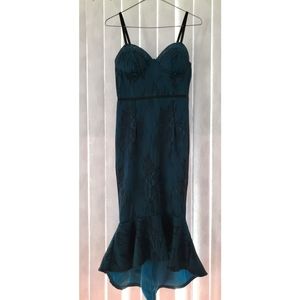 *NWT* REVAMPED Turquoise/Black Lace Trumpet Dress - Size XS
